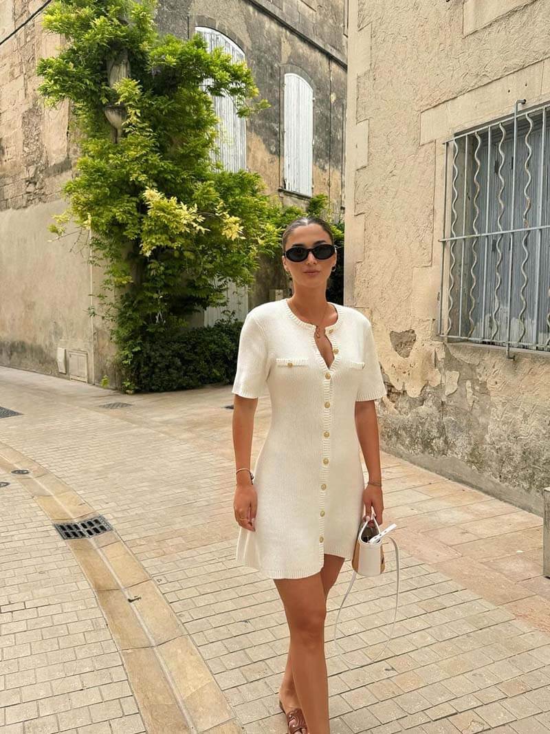 Shekinah - Buttoned Knit Dress