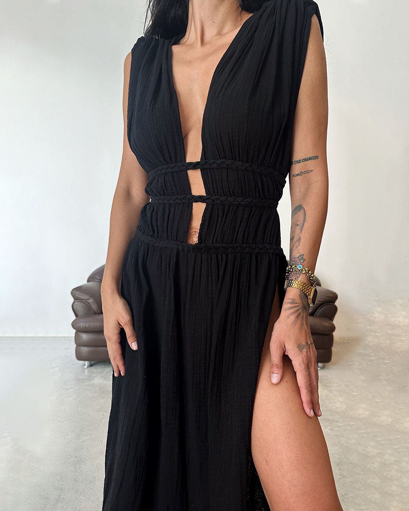 Caitlyn - Braided Slit Dress