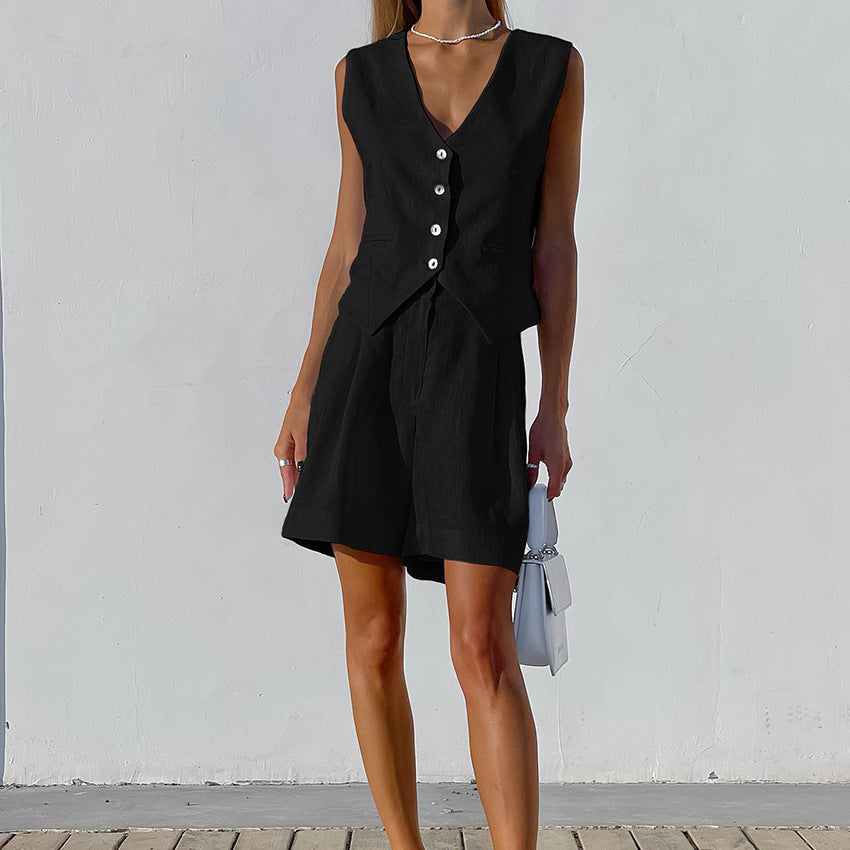 Lynn - Tailored Vest and Shorts Set