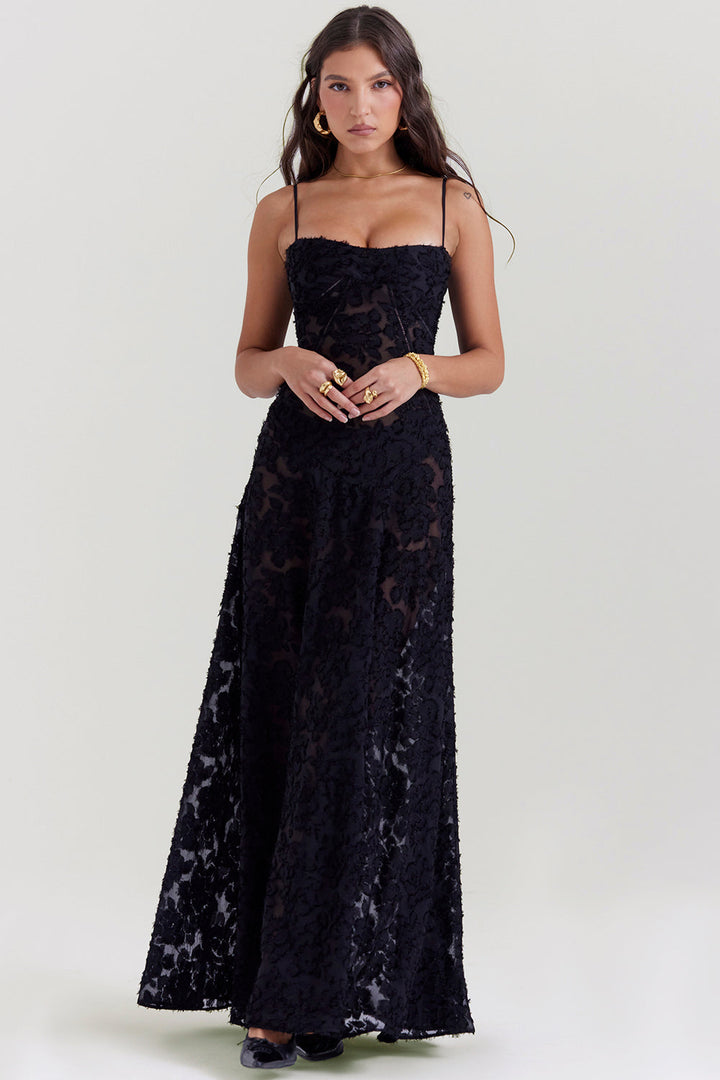 Demetria - Floral Jacquard Maxi Dress