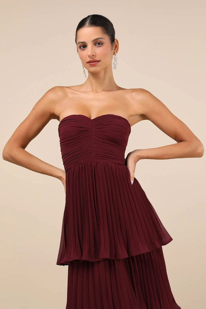 Penelope - Plum Pleated Maxi Dress