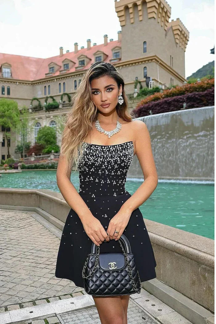 Nikki - Rhinestone Embellished Mini Dress