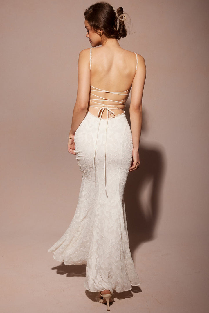 Cleo - Lace-Up Back Maxi Dress