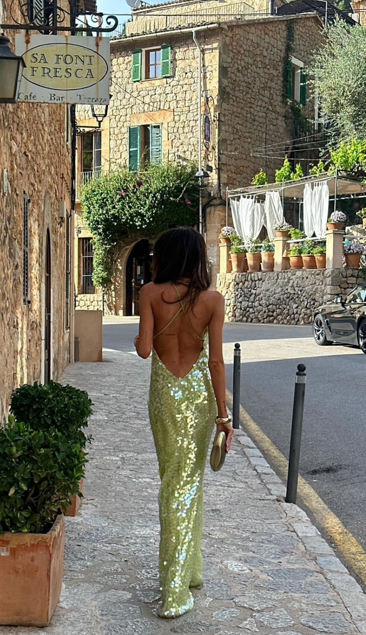 Veronica - Green Sequined Maxi Dress