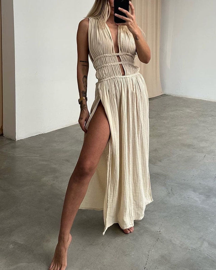 Caitlyn - Braided Slit Dress