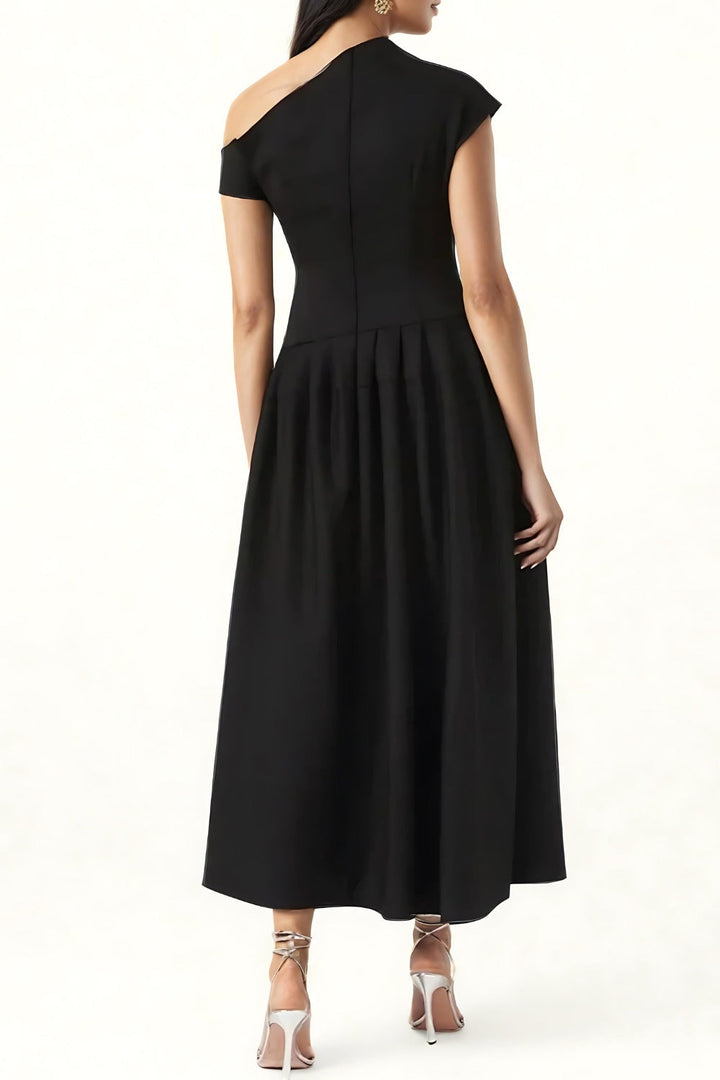 Francheska - Asymmetrical Pleated Midi Dress