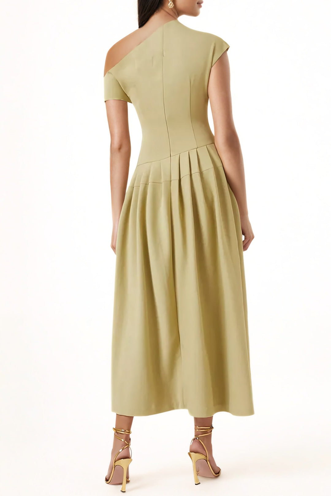 Francheska - Asymmetrical Pleated Midi Dress