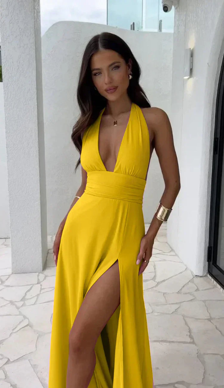 Althea - Sexy Deep V-neck Split Dress