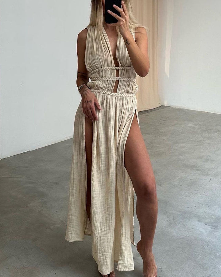 Caitlyn - Braided Slit Dress