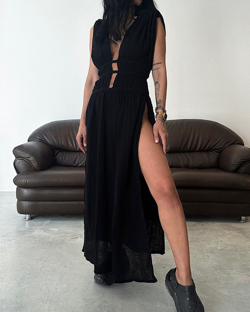 Caitlyn - Braided Slit Dress