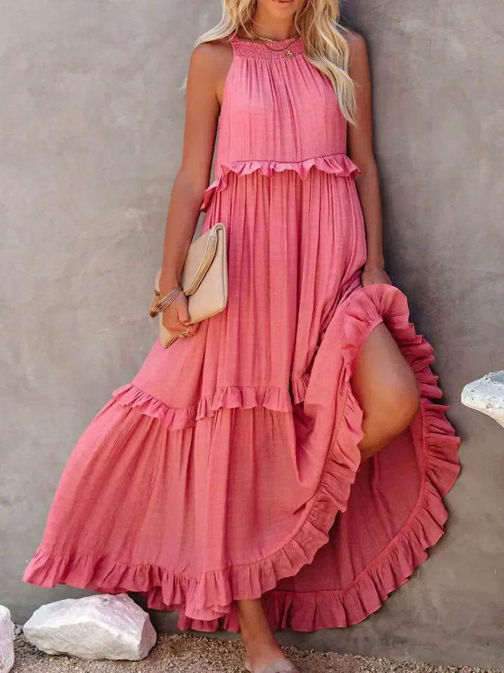 Emilia - Halter Ruffle Maxi Dress