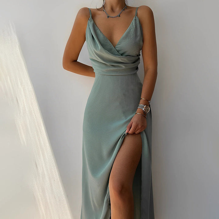 Charlotte - V-Neck Slit Midi Dress