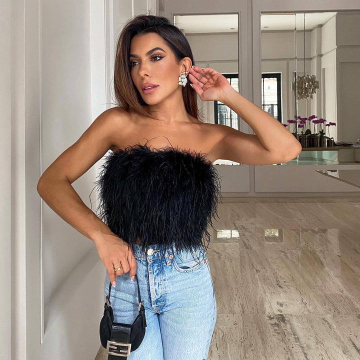 Zandra - Fur Tube Top