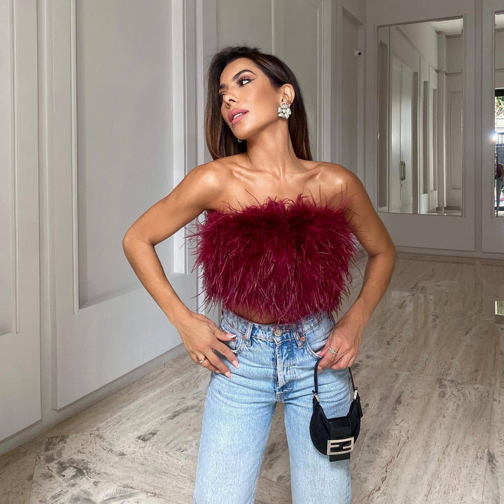 Zandra - Fur Tube Top