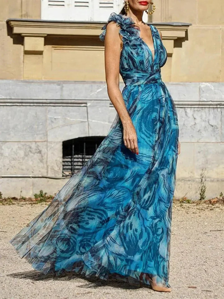 Bernadette - Blue Tulle Maxi Dress