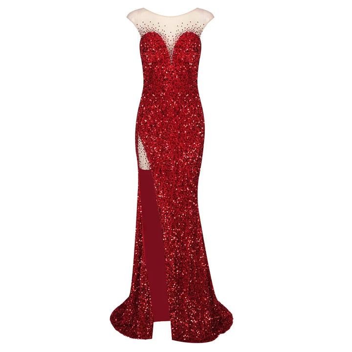 Chastine - Red Sequined Maxi Dress