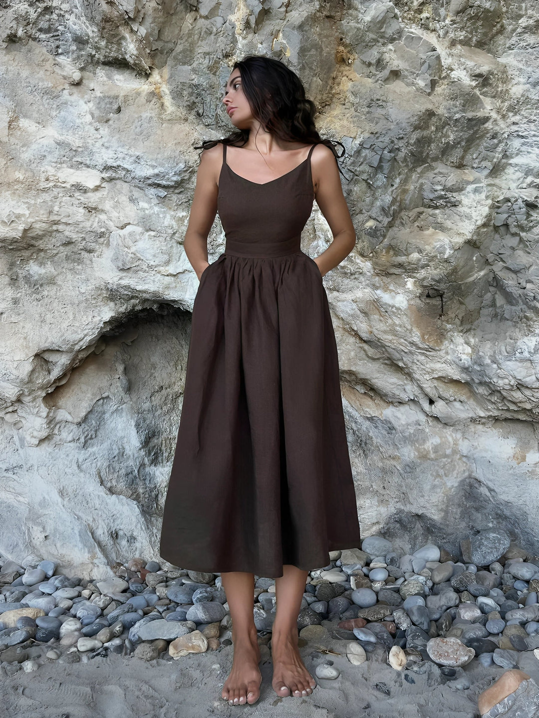 Clara | Linen Midi Dress