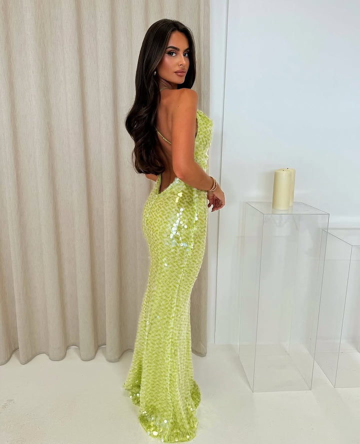 Veronica - Green Sequined Maxi Dress