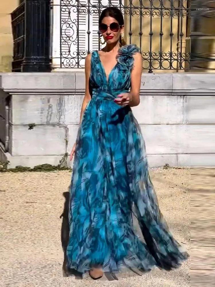 Bernadette - Blue Tulle Maxi Dress