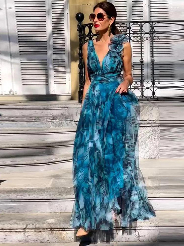 Bernadette - Blue Tulle Maxi Dress