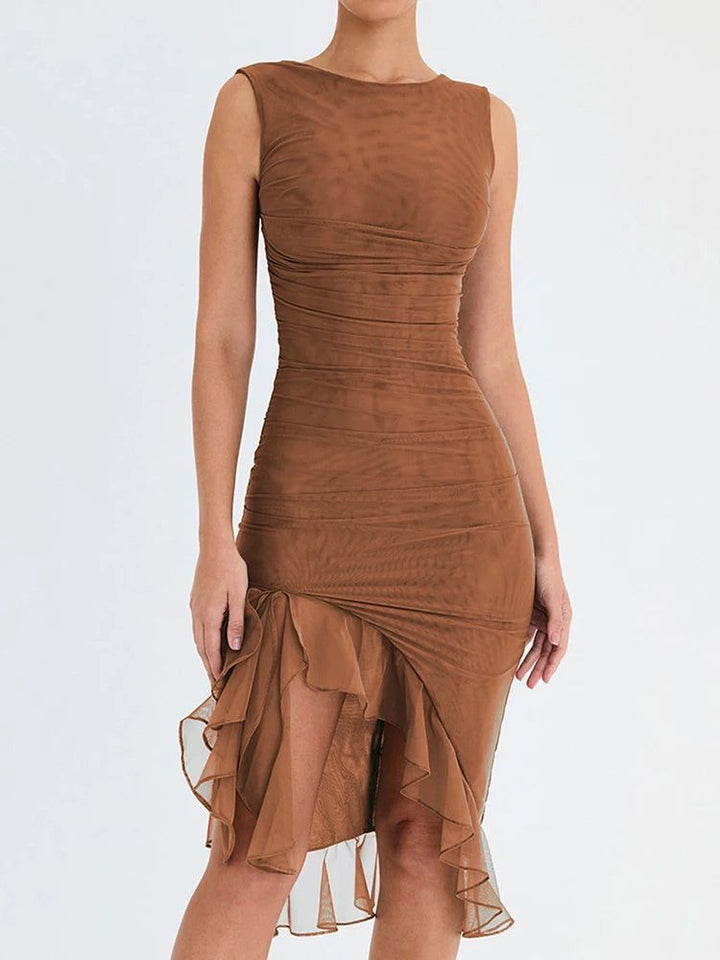 Vernice - Frilled Hem Midi Dress