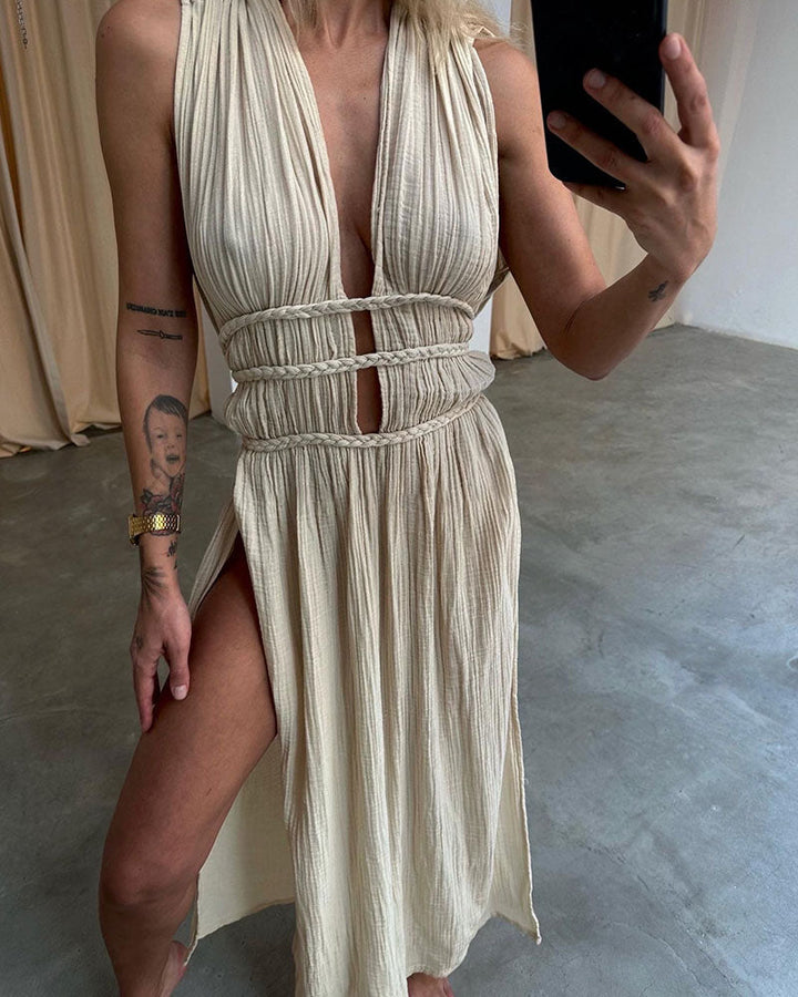 Caitlyn - Braided Slit Dress