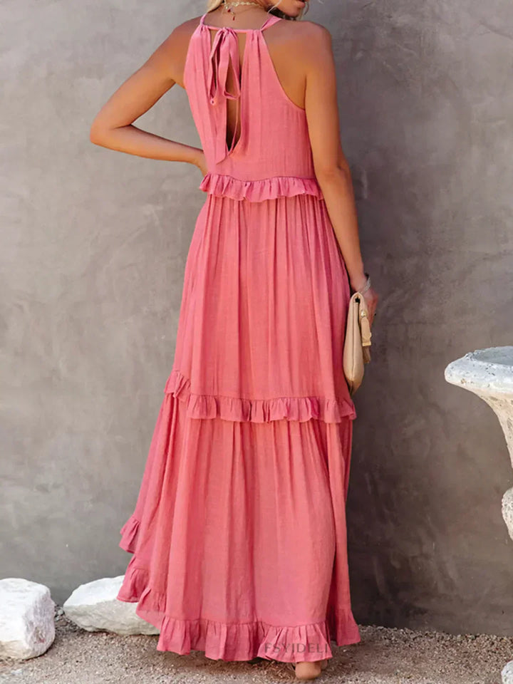 Emilia - Halter Ruffle Maxi Dress