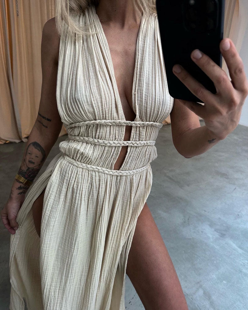 Caitlyn - Braided Slit Dress