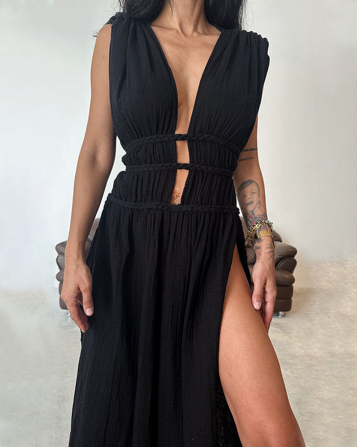 Caitlyn - Braided Slit Dress