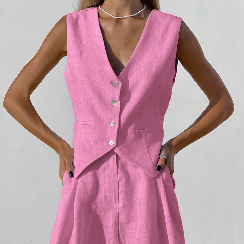 Lynn - Tailored Vest and Shorts Set