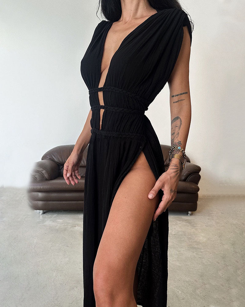 Caitlyn - Braided Slit Dress