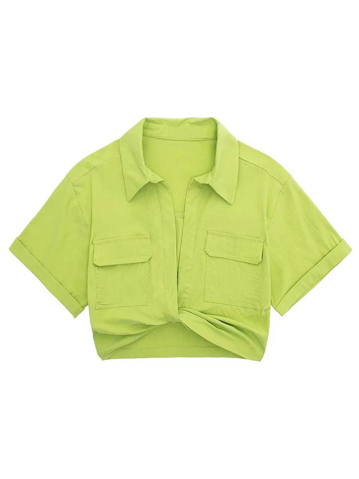 Lola - Twisted Crop Linen Blouse