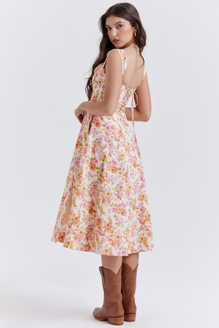 Marcella - Floral Corset Midi Dress