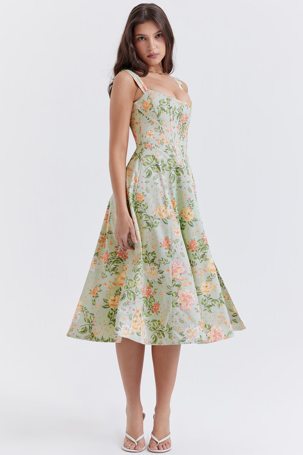 Marcella - Floral Corset Midi Dress